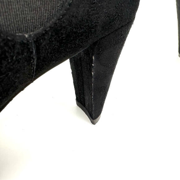 Stuart Weitzman Black Suede Leather Scoop Chelsea Ankle Boots Size 6.5 - Picture 9 of 16